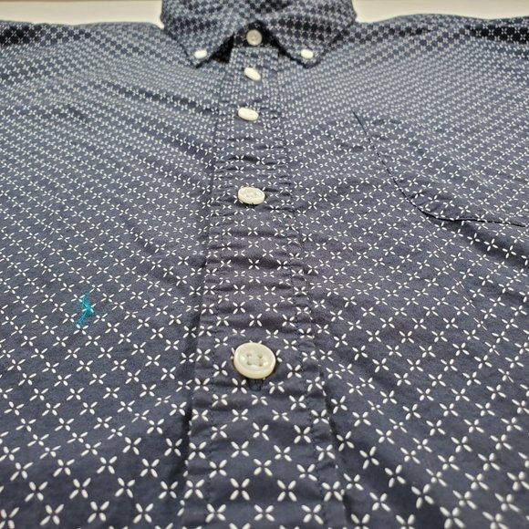 Faherty Shirt Mens 2XL Navy Blue All Over Print Casual Button Down Gorpcore - Picture 6 of 13